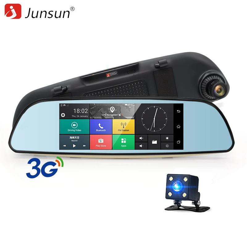 Junsun E515 font b Car b font DVRs 6 5 Android 5 0 mirror DVR 3G