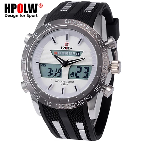 HPOLW Брендовые мужские спортивные часы модные Chronos резиновые мужские водонепроницаемые светодиодный цифровые часы мужские военные часы Relogio Masculino - Цвет: Color 10
