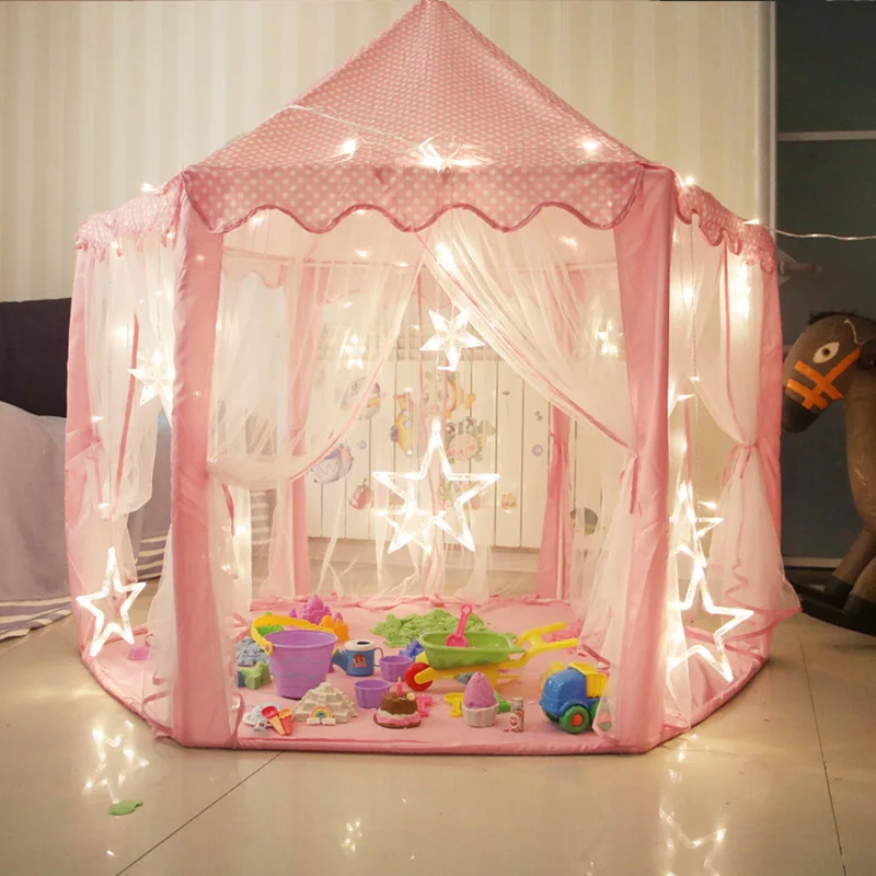 

Foldable Girl Princess Pink Castle Tents Playhouse Ball House Children Playing Sleeping Tent Indoor Outdoor Portable Play Tent