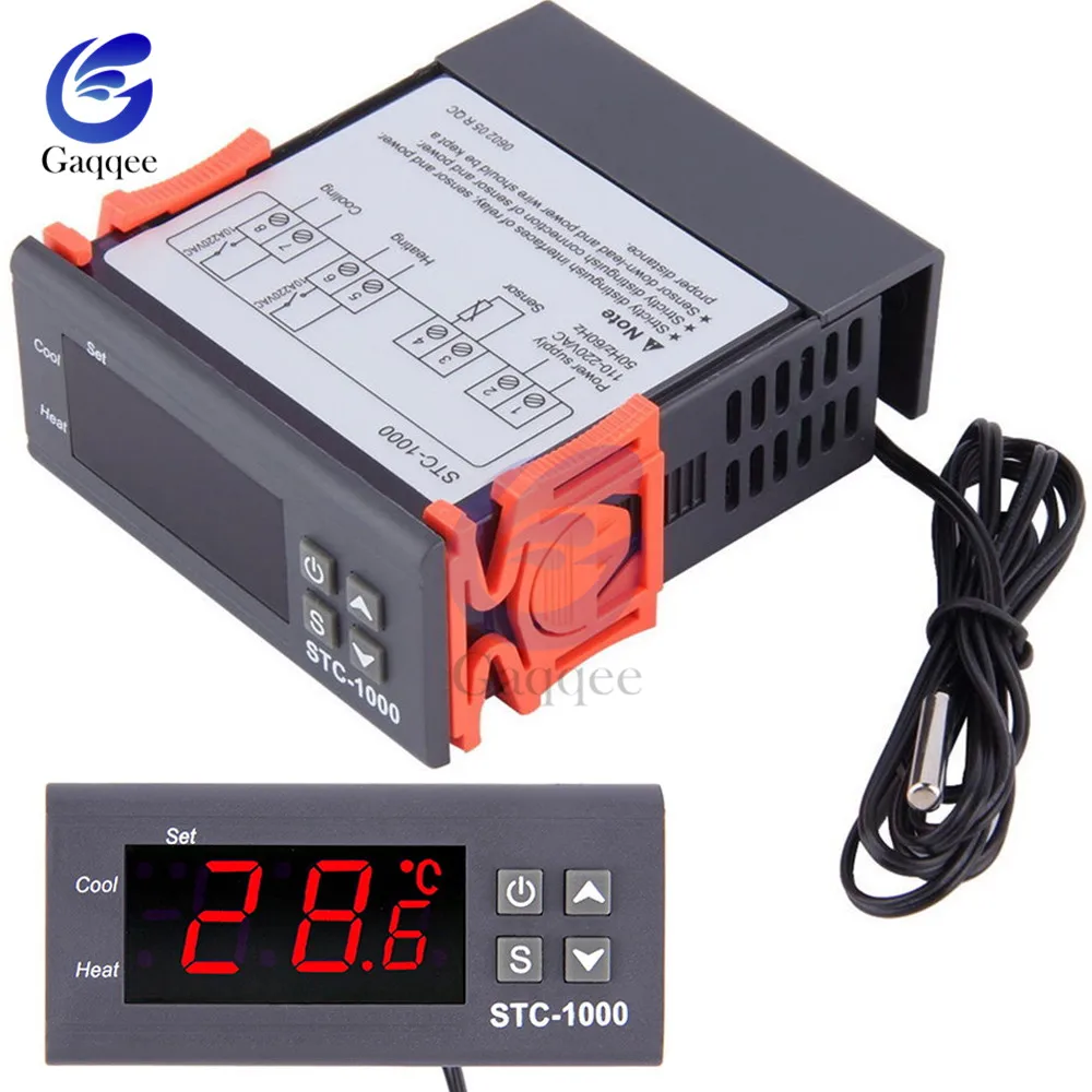 СВЕТОДИОДНЫЙ цифровой Температура регулятор STC-1000 DC 12 V-72 V 24V 220V терморегулятор Термостат для инкубатора W/обогреватель радиатор