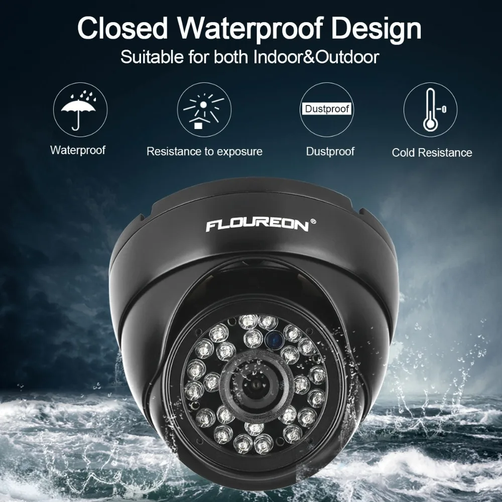 

FLOUREON AHD 1080P 2.0MP 3000TVL Camera Vandalproof CCTV DVR Waterproof Security Dome DVR Camera Security Night Vision Kamera