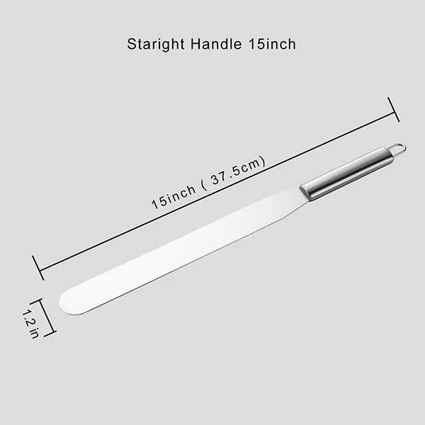 Торт для крема шпатель 11/13/15 дюймов Нержавеющая сталь для масло помадка, кондитерские изделия гладкой шпатель кухонные инструменты для украшения выпечки, торта - Цвет: 15 inch straight