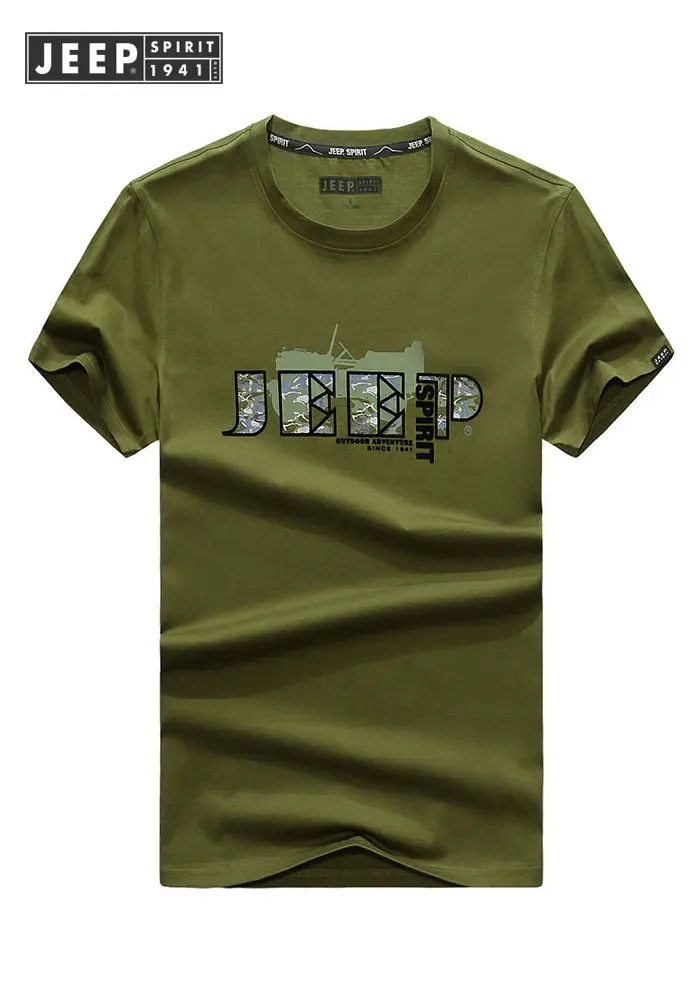 

JEEP Clothes 2019 Summer Tops Tees Mens Cotton TShirts Printed Short Sleeve O Neck T Shirt Brand High Quality White T Shirt
