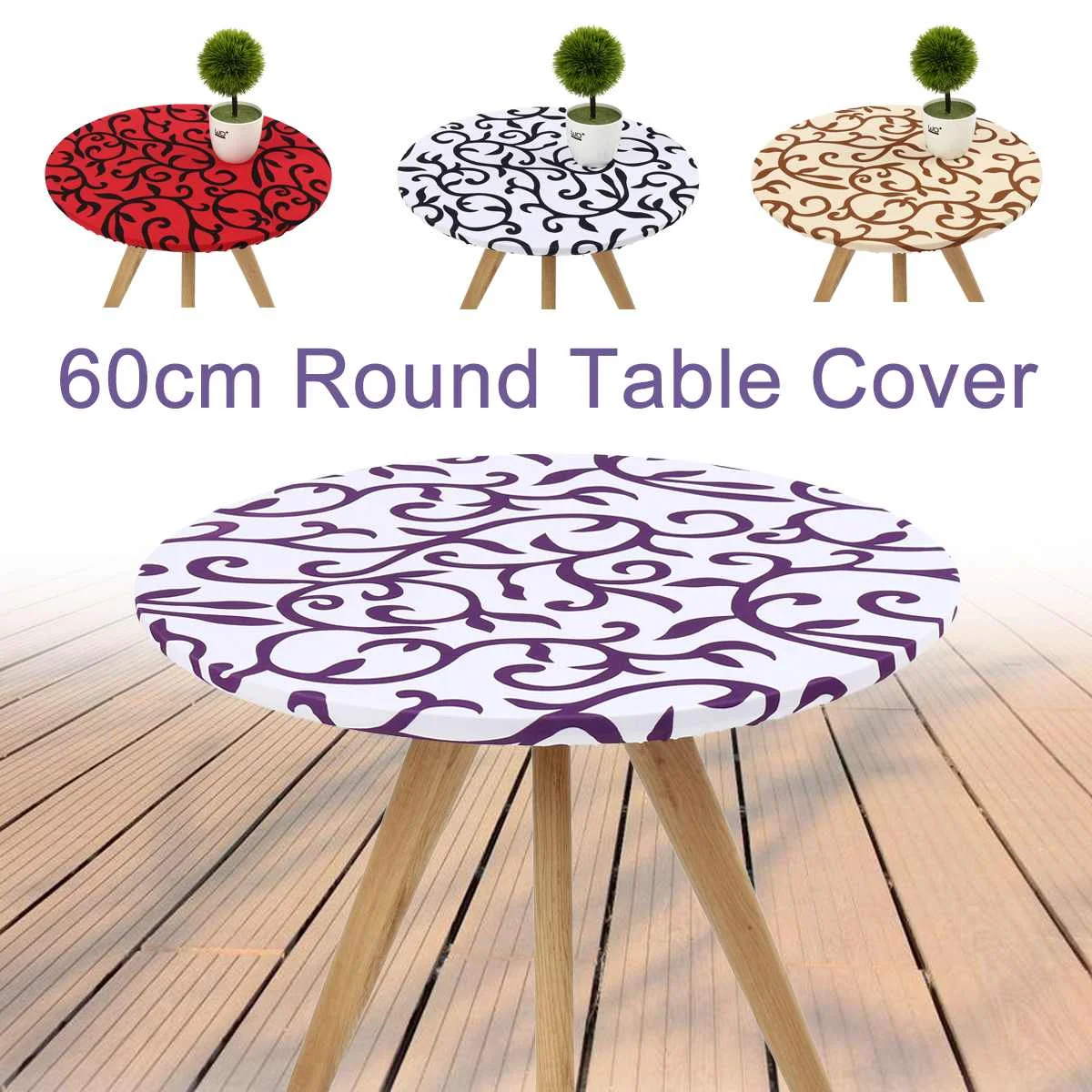 

4 Colors Simple Elasticity Table Cover Round Washable Table Cover Reusable Tableclothes For Wedding Event Party Hotel Decoration