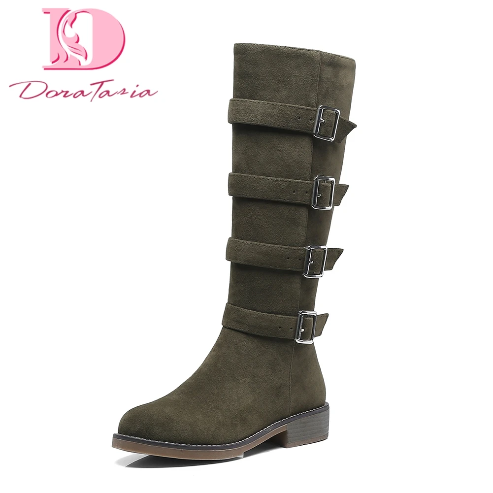 

Doratasia brand design Large Size 32-43 dropship winter Shoes Woman Riding Boots trendy Buckles Knee-High Boots Woman Shoes