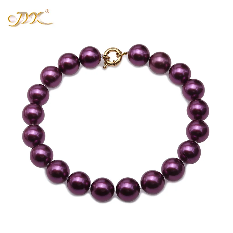 Dark purple JYX милое ожерелье темно-фиолетовый 20 мм Жемчуг морской ракушки круглые бусины ожерелье высокого качества 1" элегантные ювелирные изделия для женщин - Цвет камня: Dark purple