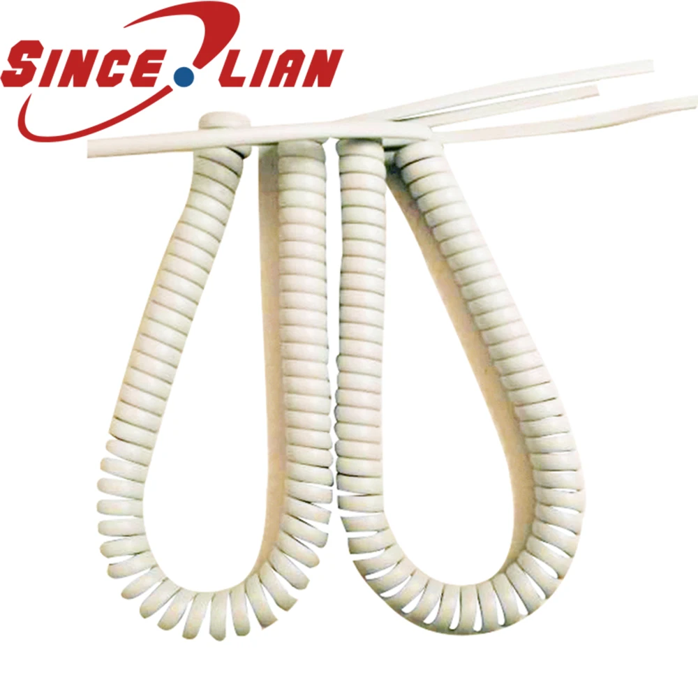 PU PVC Spiral Telephone Line Flat Spring Cable 4 core 28awg White