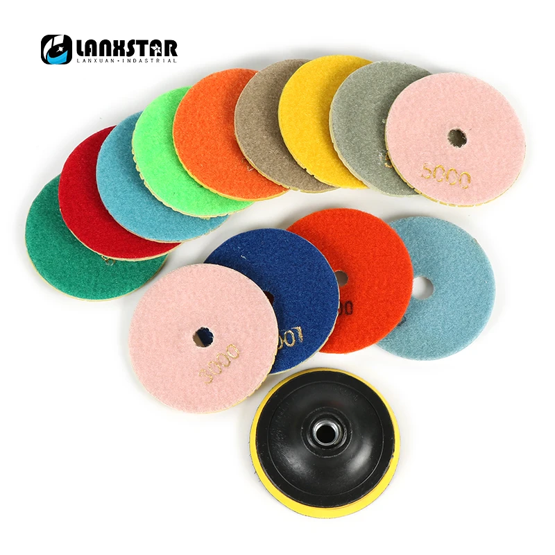 Brand New 14PC 4" 100mm Assorted Diamond Flexible Polishing Pads Wet