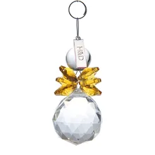 2PCS Clear Yellow 30mm Glass Crystal Ball Christmas Snowman Hanging Pendants Suncatcher Chandelier Part Prism Tree