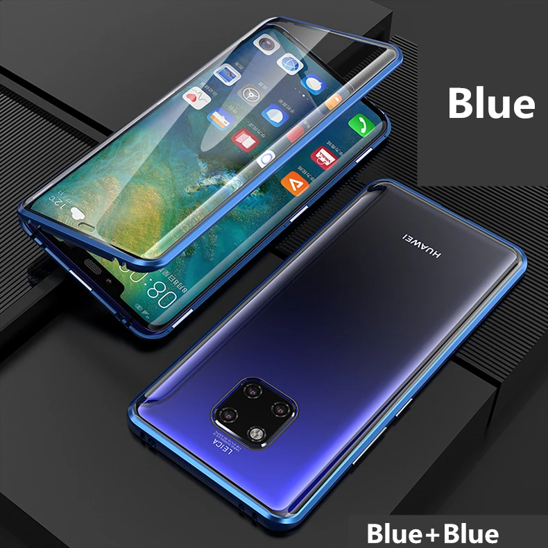 Для huawei mate 20 pro Чехол на магните спереди+ сзади 360 адсорбционный металлический чехол из закаленного стекла для huawei mate 20