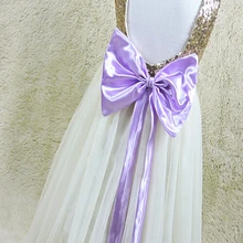 Г. новые детские длинные платья-пачки с блестками и бантом из сетчатой ткани эксклюзивная вечерняя одежда принцессы для девочек 5 шт./партия