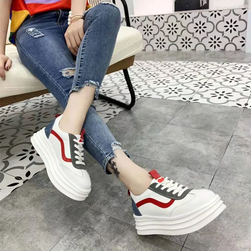 2019 New Fashion small white shoes female trend Korean casual tie with muffin and color matching lightweight sports 2019 New Fashion small white shoes female trend Korean casual tie with muffin and color matching lightweight sports