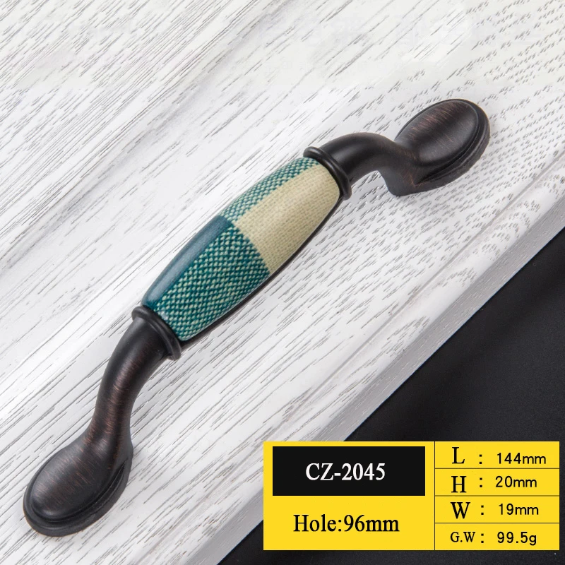 1 шт. керамические дверные ручки европейские ручки для антикварной мебели ручки и ручки для кухонного шкафа - Цвет: CZ-2045-96