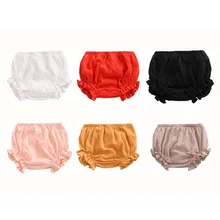 Повседневные однотонные Шорты для маленьких девочек; свободные летние детские хлопковые шорты; Модные шаровары с рюшами для малышей; детская одежда; трусы