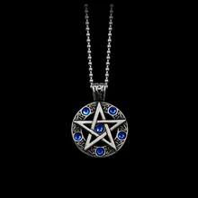 HOMOD Vintage collar de Brujas gótico estaño pentagrama estrella de cinco puntas wiccano pagano colgante collar para hombres joyería de regalo para amigo WC0148
