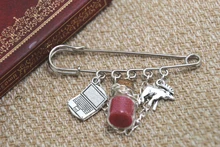 12pcs Supernatural inspired Sam Winchester themed charm with chain kilt pin brooch 50mm