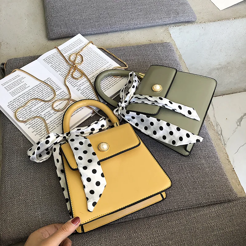 

Scarf women messenger bags for girl leather handbags small shoulder crossbody bag Chain bolsa feminina Dot summer bag 5N4304