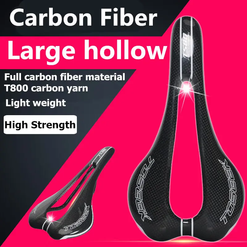 

Toseek 3K Full Carbon Fiber Bicycle Saddle Road Mountain Bike Seat Cushion MTB Large Hollow Breathable Comfortable Saddle