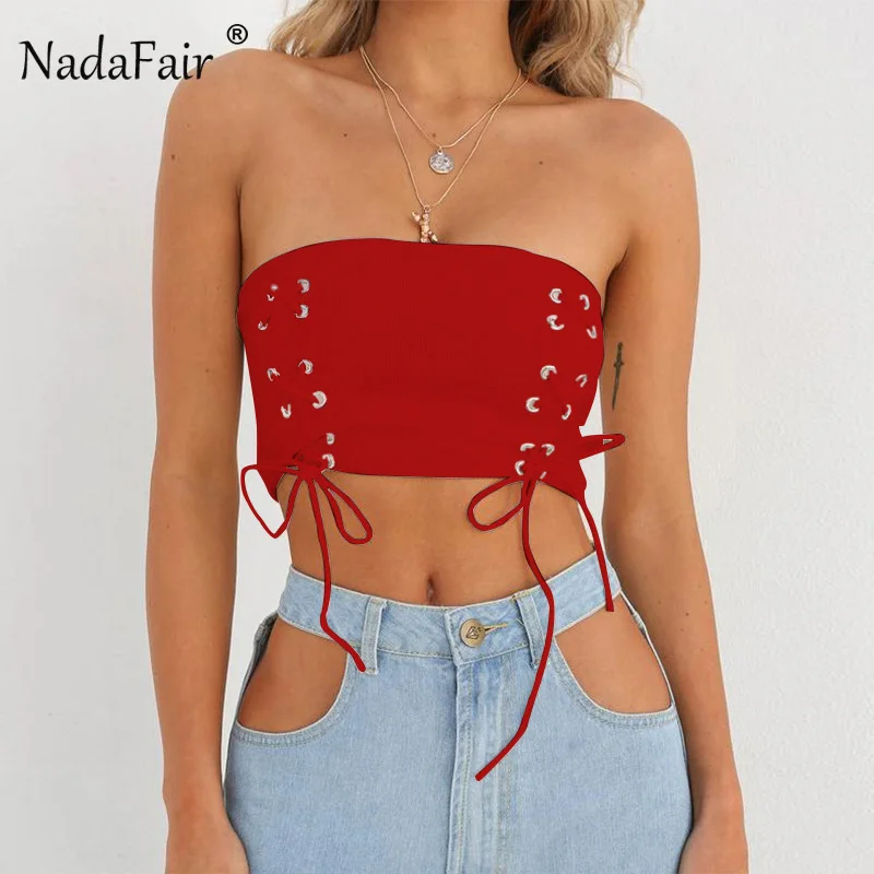 Nadafair 2018 новые сексуальные кружевные без бретелек обёрточная кроп Топы женские