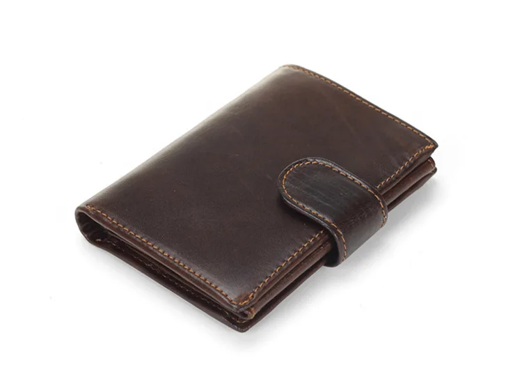 Baellerry Men Wallet Oil Wax Cowhide Genuine Leather Wallets Coin Purse Clutch Hasp Open Top Quality Retro Short Wallet 13.5cm