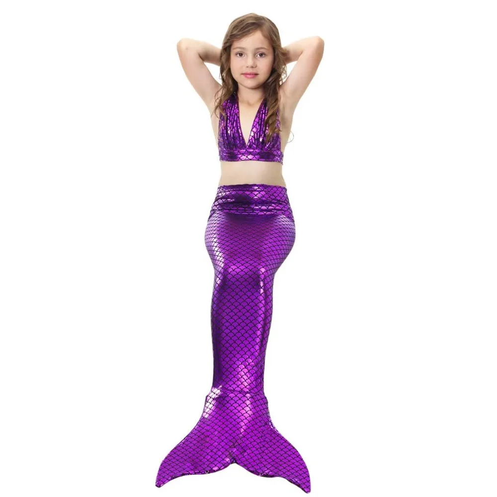 Girls Walkable And Swimmable Mermaid Tail Swimsuit Cosplay Costume Kids Children Bikini And Sparkle Mermaid Swimtail