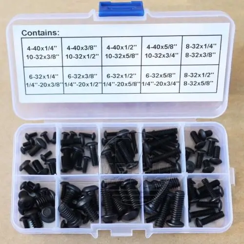 96Pcs 4 40 to 1/4" 20 Allen Button Dome Socket Head Screws Bolts