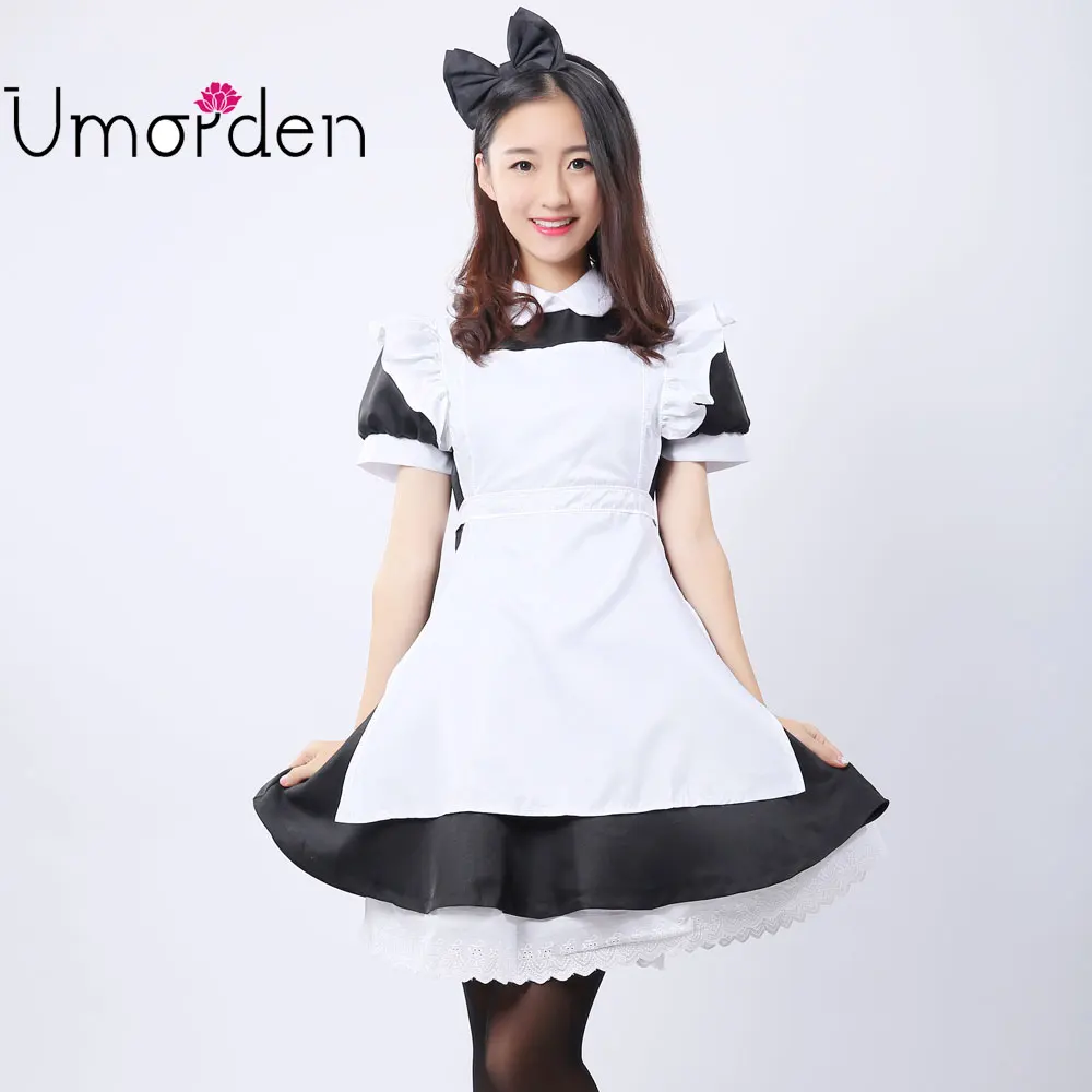 Umorden Black White Women Girl Maid Maids Cosplay Clothing Lolita Dress