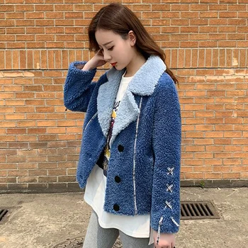 

2019 Autumn Winter Short Wool Jacket Slim Ladies Outwear Winter Coats Female Fashion Fur Coat Women Jackets 868527