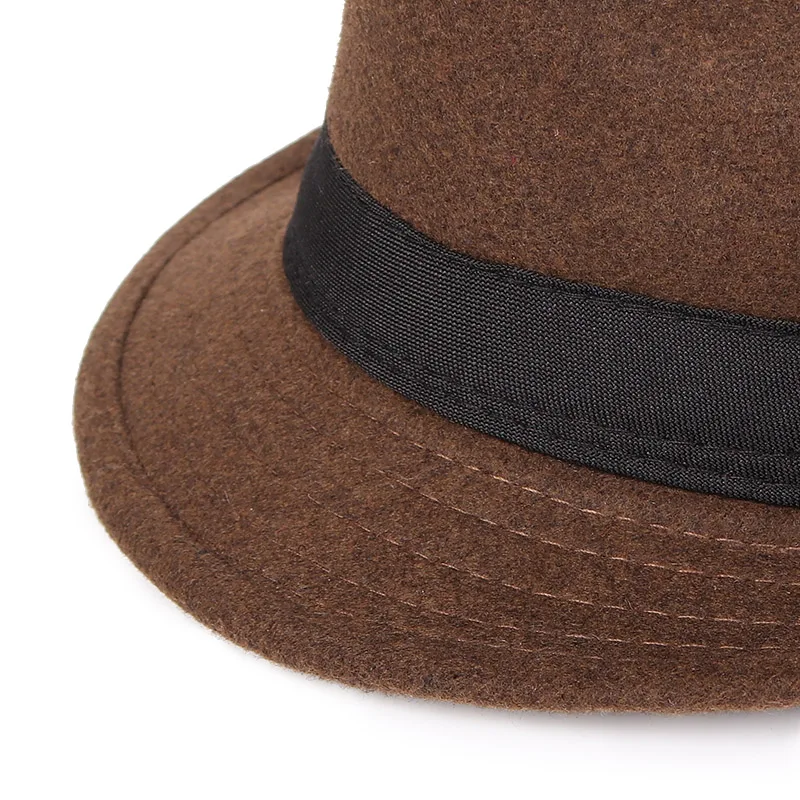 Классическая Осенняя коллекция, зимняя фетровая шляпа с коротким козырьком для мужчин, черная, красная Панама, винтажные мужские шляпы, мужская фетровая шляпа