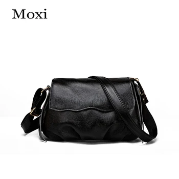 

New Women Messenger Bag Genuine Leather Small Sling Bag Cover Black Color Shoulder Bag Handbag Mini All-match Shopping Bag
