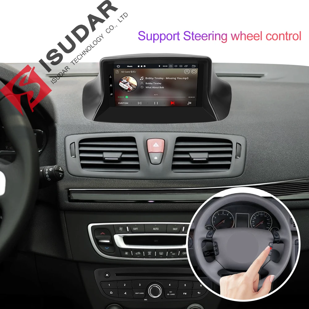 Цена Isudar Автомобильный мультимедийный плеер два Din Android 9 автомобиль dvd плеер для Renault Megane 3 Fluence радио FM GSP 4 ядра ram 2G DSP