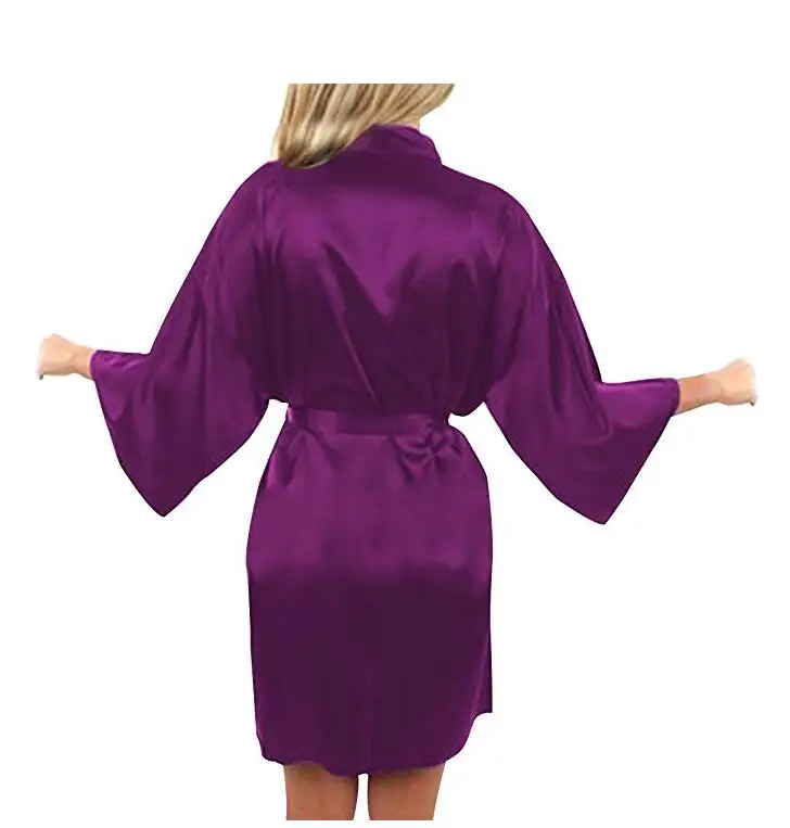 Sexy Large Size Faux Silk Satin Night Kimono Robe Short Bathrobe Wedding Bride Bridesmaid Robes Dressing Gown WY-01 women sleepwear bride robes silk robe