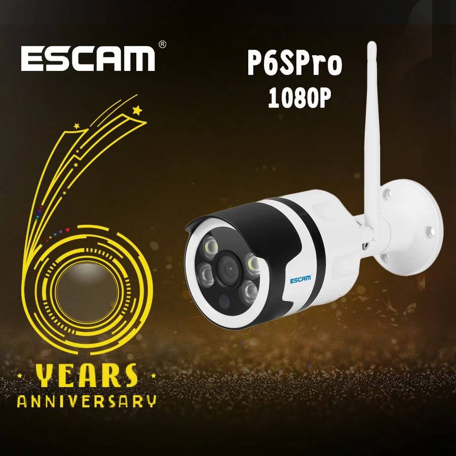 ESCAM QF508 cámara IP HD 1080 P 2MP impermeable al aire libre de color completa de visión nocturna cámara de seguridad de infrarrojos Bulllet Cámara P6SPro - 1