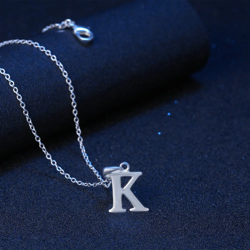 spesifikasi Capital Awal Sebuah B C D E F G H I M Z Huruf Kalung untuk Wanita Perak Warna Alfabet liontin   Rantai Name Perhiasan Hadiah Untuknya