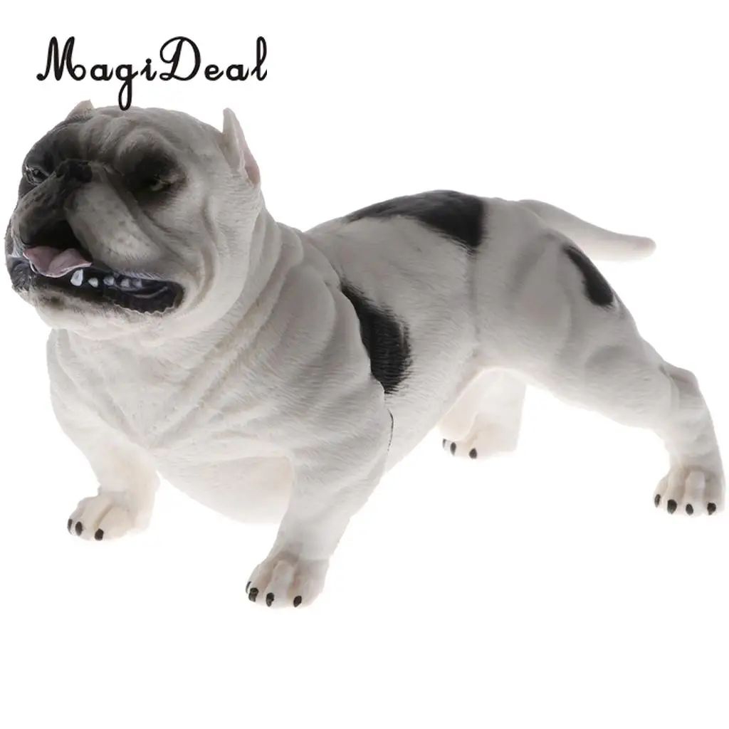 Lifelike Small Plastic Animal Model American Bully Pitbull Door Guard Fake Dog Figurines Model Ornament Statue Home Decor