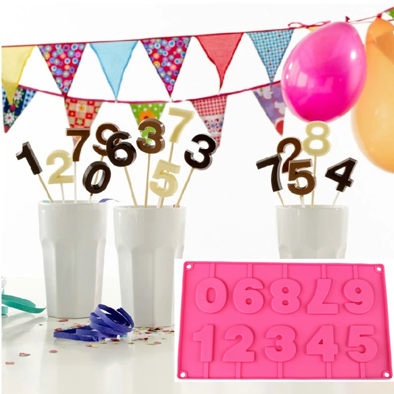 Kids Number 0 9 Silicone Lollipop Mold Fondant Cake