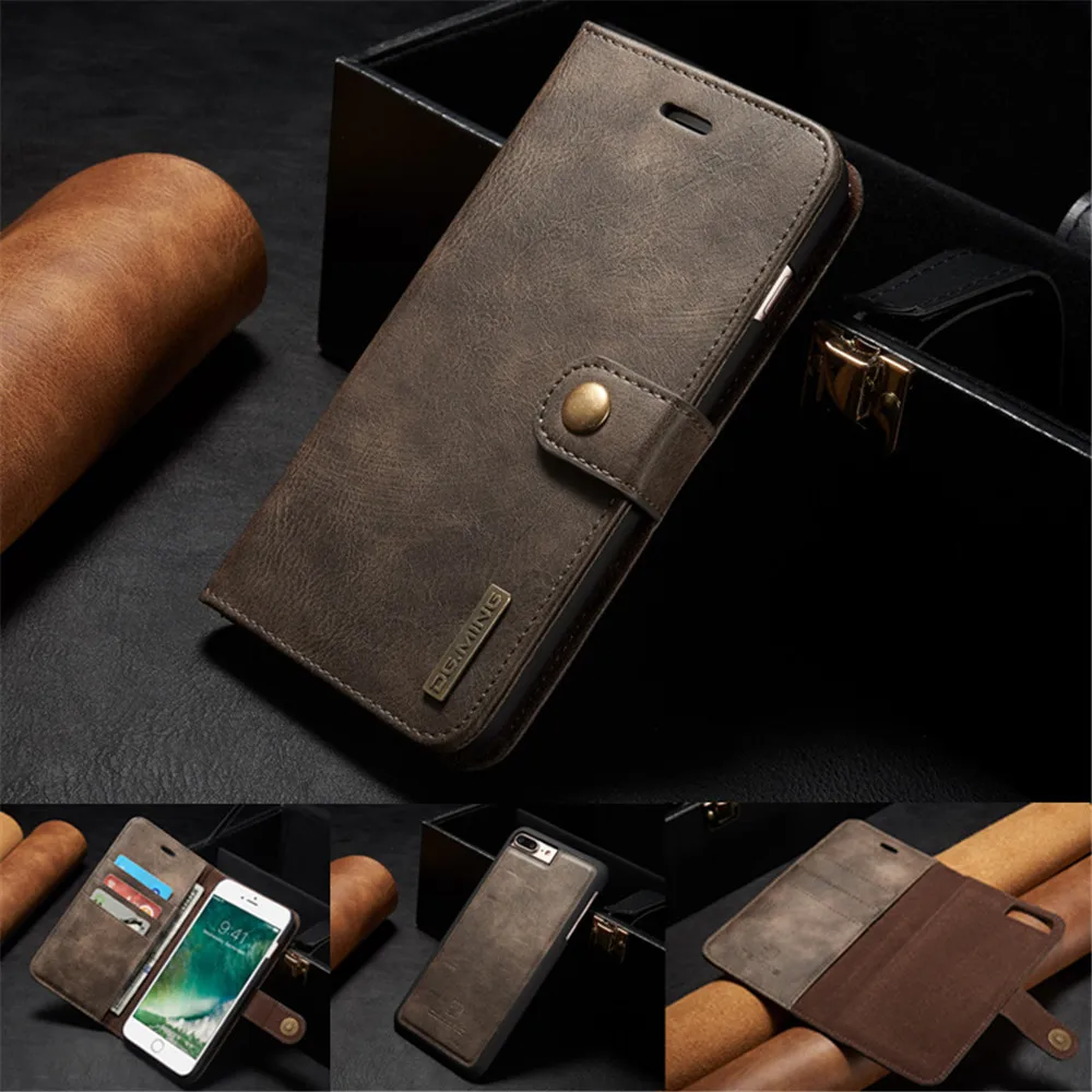 For iPhone 6 6s 7 8 Plus X Premium PU Leather Detachable 2 in 1 Multi-Functional Magnet Flip Wallet Card Slot w/ Back Cover Case | Мобильные