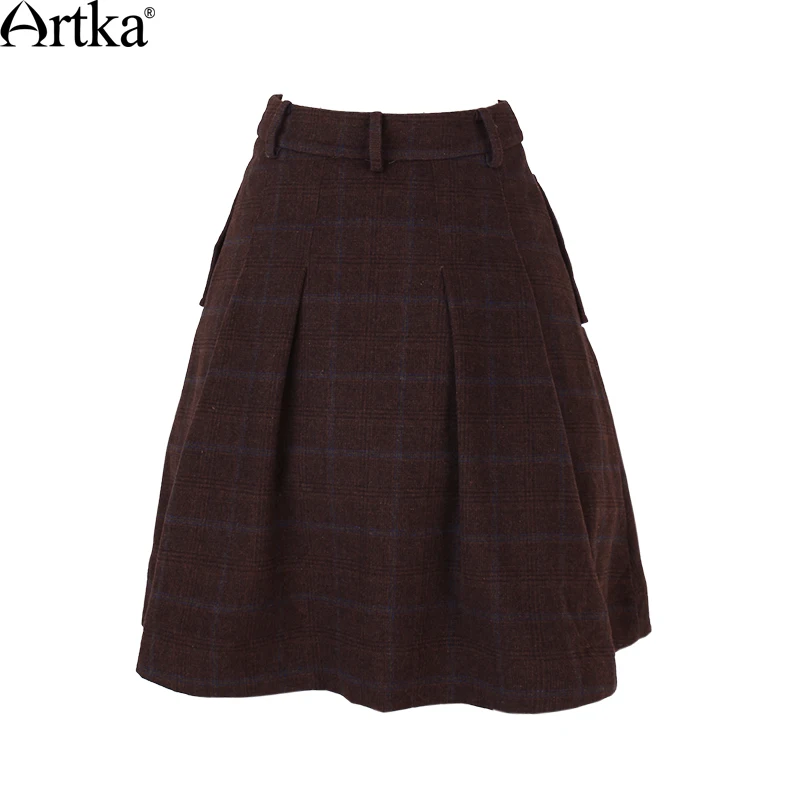 ARTKA Осенняя юбка для женщин зимняя женская шерстяная юбка лолита Короткая юбка для девочек винтажная клетчатая юбка мини Saia QA10058Q