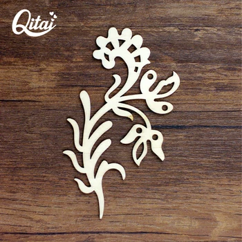 

QITAI 12Pieces/lot Large Classical Vine Flowers Wood Flourish DIY Scrapbooking Craft Products the vintage home decoration WF022