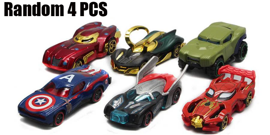 Горячая 1: 64 игрушечный автомобиль Мстители против Лиги Справедливости автомобиль литье под давлением и игрушечный автомобиль литье под давлением Модель автомобиля игрушки для детей - Цвет: The Avengers 4PCS