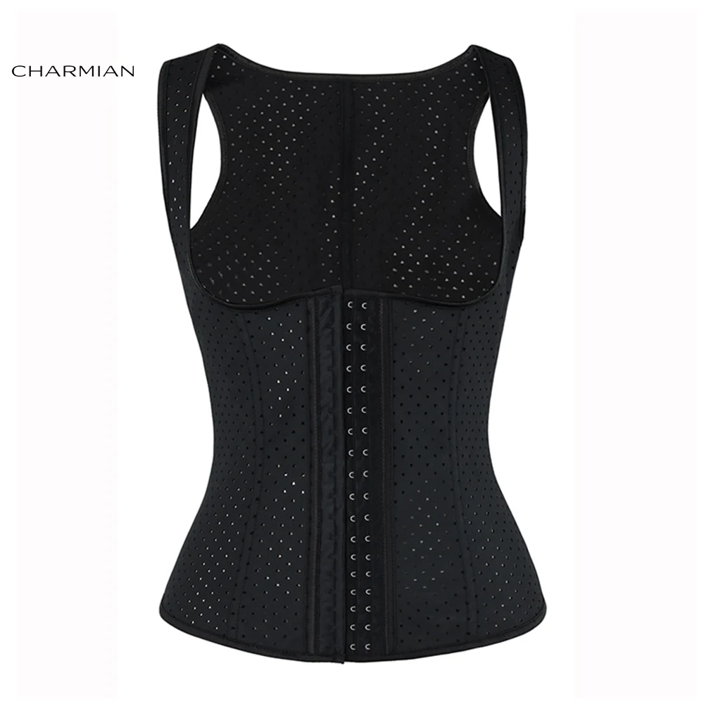 Charmian Womens Spiral Steel Boned Latex Waist Training Cincher Corset Vest