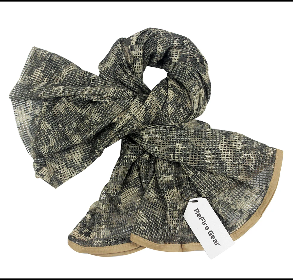 ReFire Gear Arab Military Tactical Mesh Scarf Men US Army Soldiers Combat Camouflage Scarves Conceal Camo Shawl Veil Scarf 190cm mens head wrap bandana