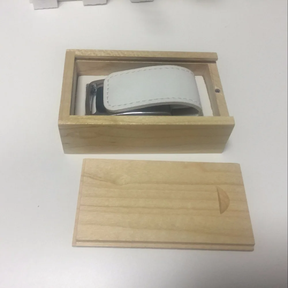 

New Shell white leahter usb with maple box usb 2.0 memory flash stick pen drive