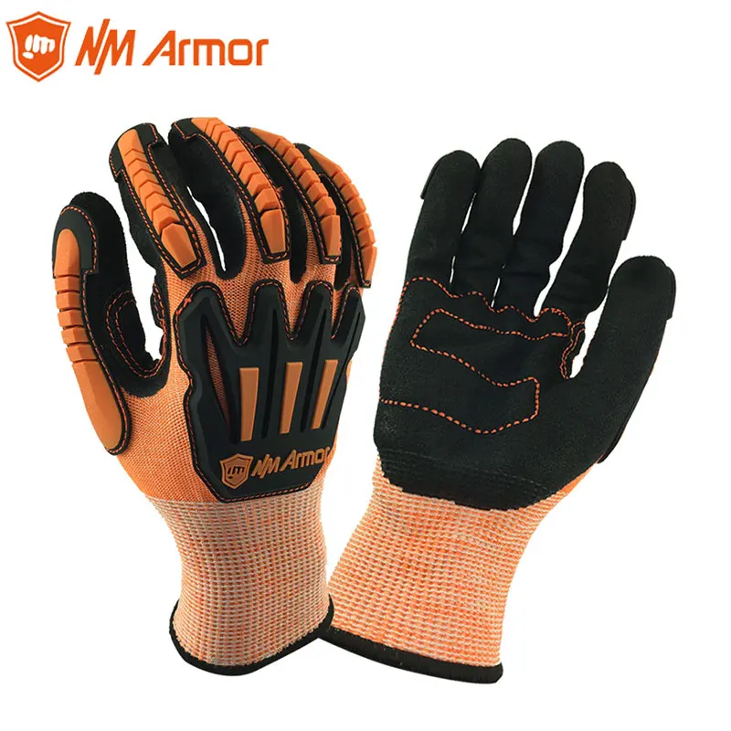 

NMArmor Orange Anti impact Vibration Mechanic Cut Resistant Safety Multi-Task Work Glove