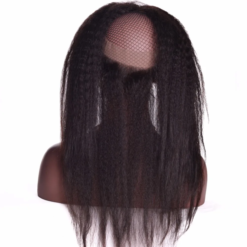 [ALIPOP] Pre Plucked 360 Lace Frontal Closure With Baby Hair Remy Brazilian Kinky Straight Hair Bundles 100% Human Hair Closure (4)