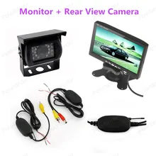 7 Inch TFT LCD Color Display Screen Monitor + 18LED Car Rear View camera +wireless tranmistter receiver kit