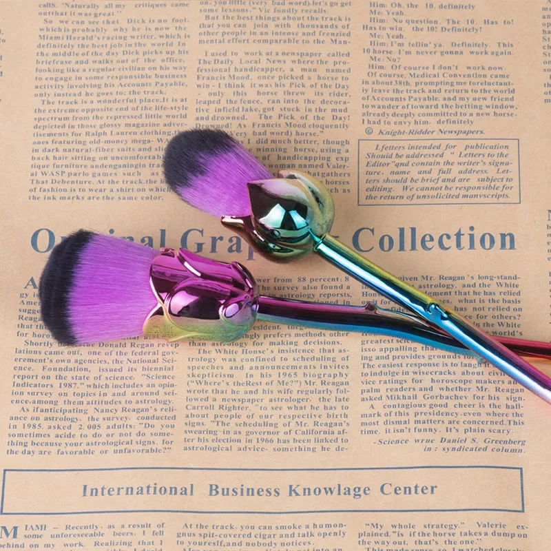 6PCS Makeup Brushes Kit Multicolored Rose Flower Shape Make Up Brush Collection  (5)