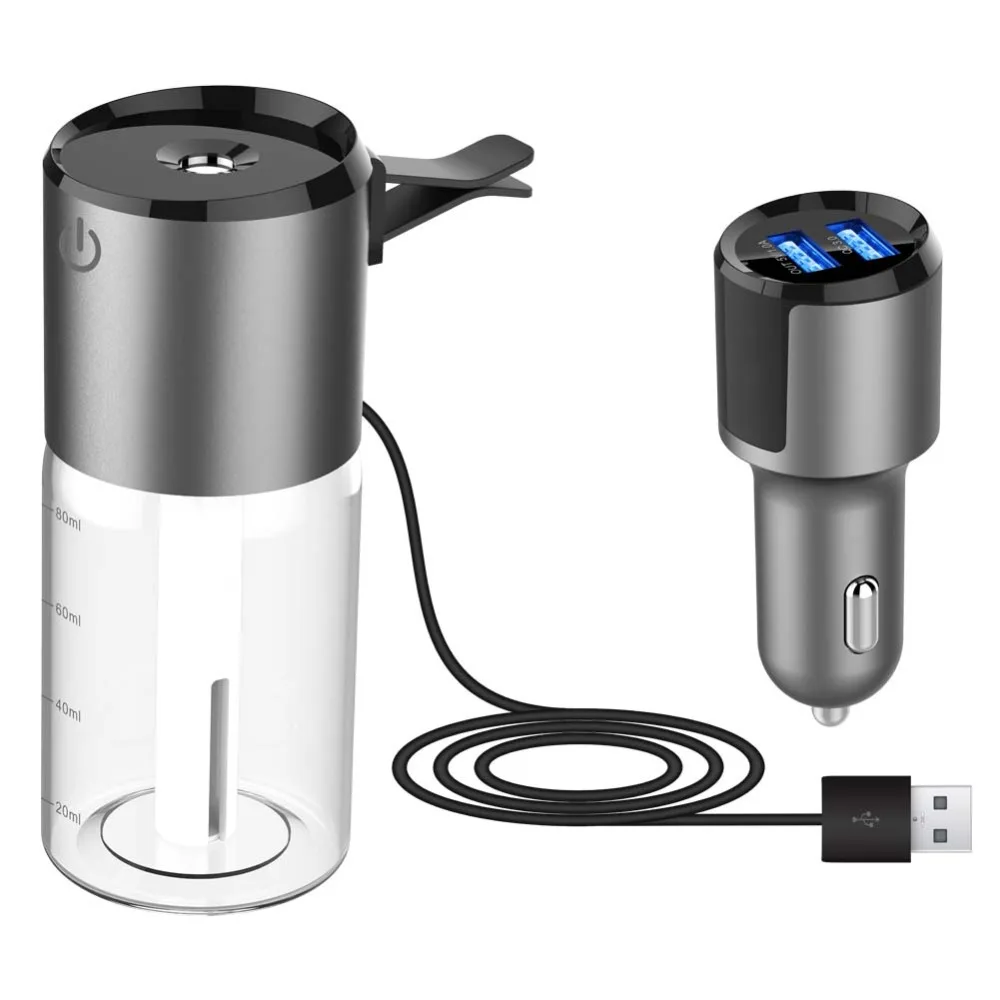 

New Mini Portable Air Humidifier for Car Office Home Essential Oil Diffuser USB Aroma Diffuser car air purifier+phone charging