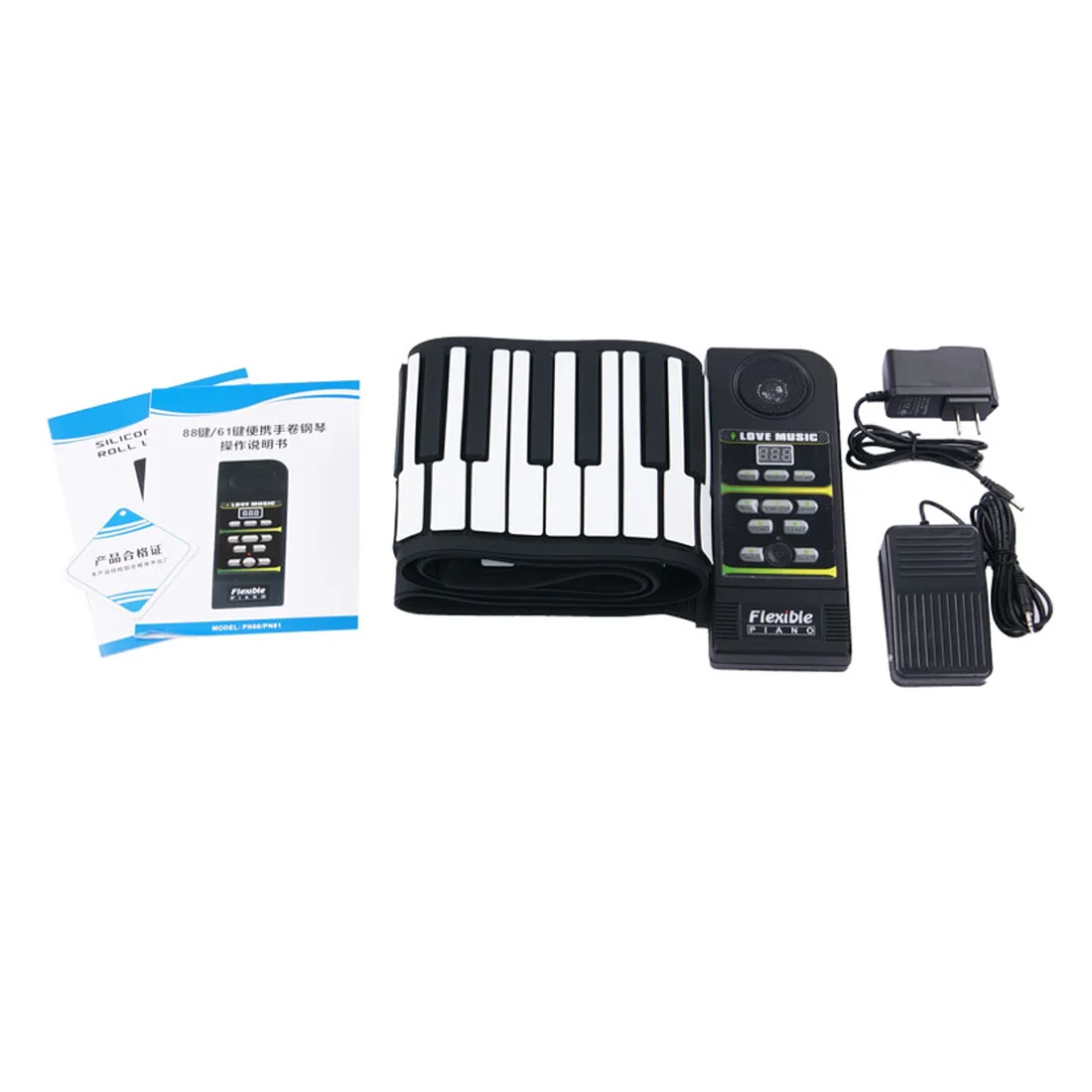  KONIX PN88S negro 88 teclas 28 tonos 100 ritmo electrónico Flexible enrollar Piano USB y Puerto MID