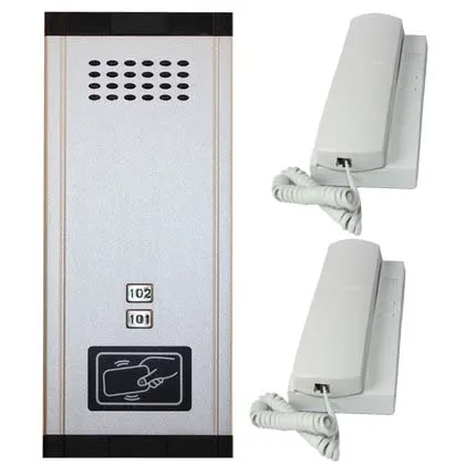 

New Arrival Audio Door Phone Intercom System 2-apartments Audio Doorbell,New Design Indoor Unit ID Card Unlock Function